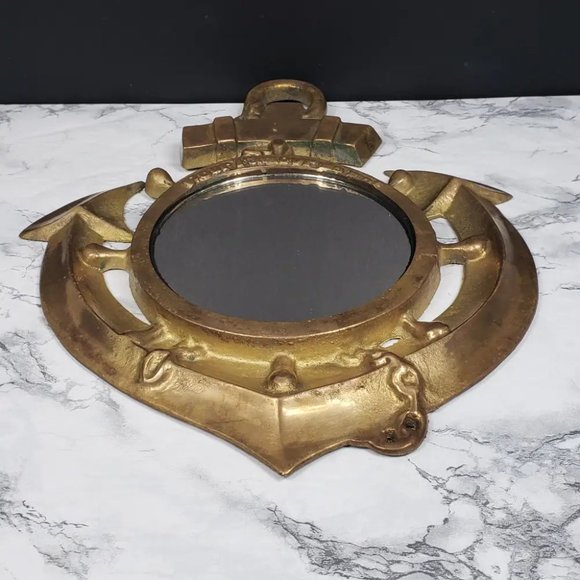 US Navy Chief Brass Anchor Mirror Vintage - Picture 2 of 8